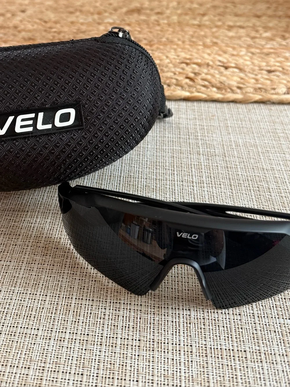 Black Sport Shield Sunglasses - Lightweight Performance Wearables (Velo Running)